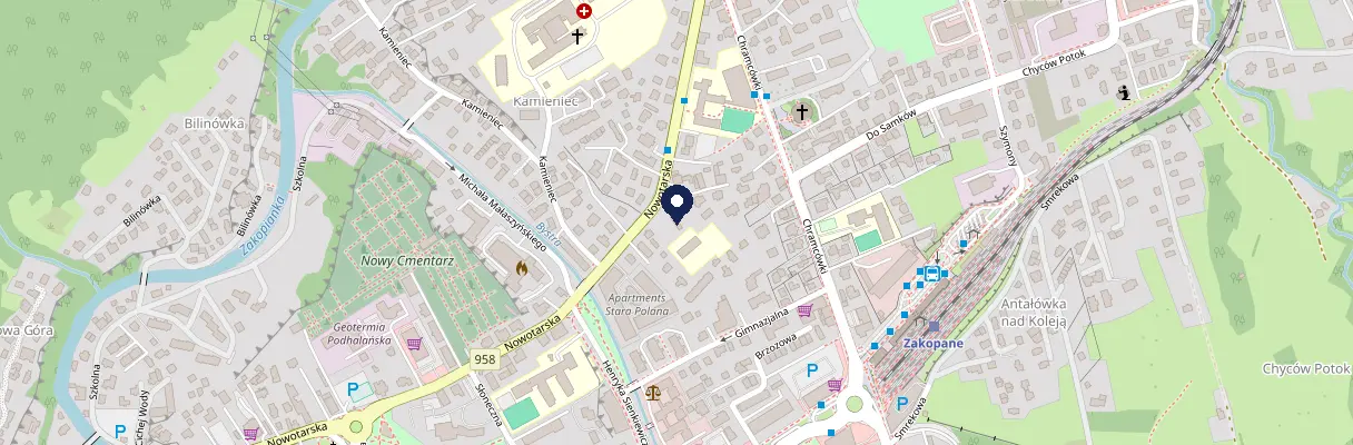 Mapa okolicy biura przy ul. Nowotarskiej 32 w Zakopanem